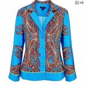 J. Crew Blue and Brown Paisley Button Down Shirt